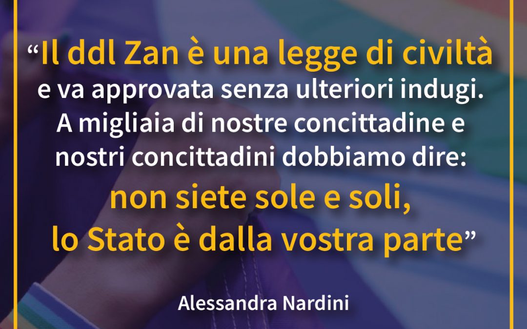 Approvare subito il Ddl Zan